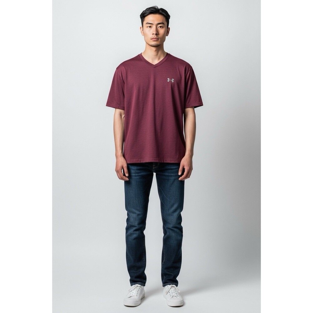 Under Armour Tech 2.0 Maroon Short Sleeve V-neck T-Shirt Men's Large